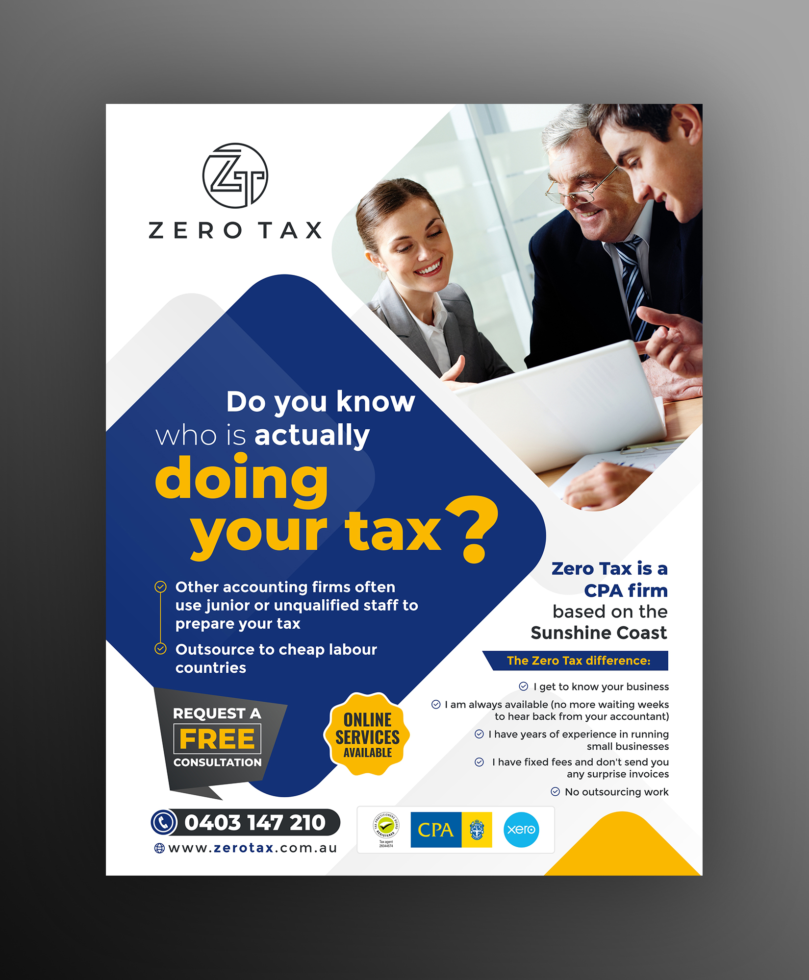 Flyer Design by ecorokerz for Zero Tax | Design #27053124