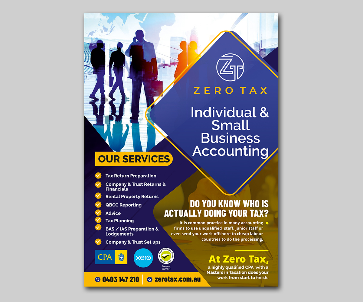 Flyer Design by ecorokerz for Zero Tax | Design #27086637