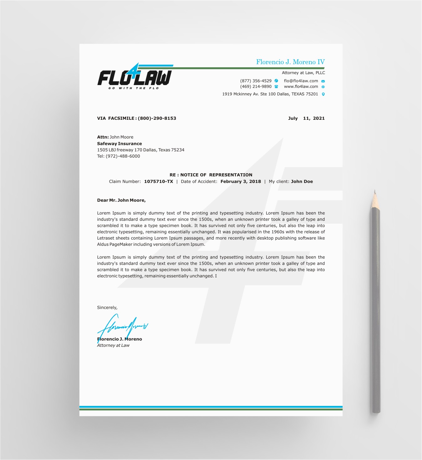 Letterhead Design by INDIAN_Ashok for Florencio J Moreno IV | Design #27048866