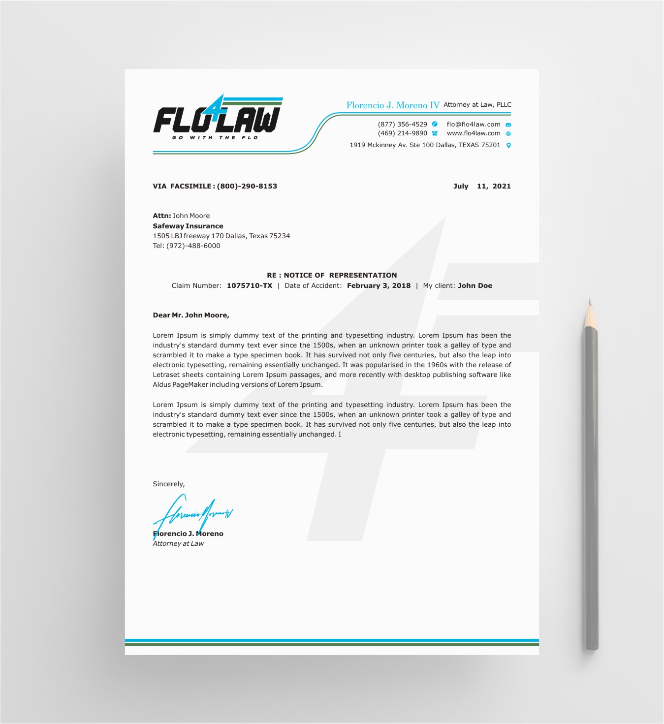 Letterhead Design by INDIAN_Ashok for Florencio J Moreno IV | Design #27048867