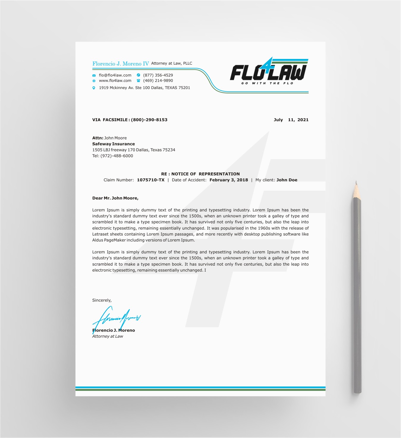 Letterhead Design by INDIAN_Ashok for Florencio J Moreno IV | Design #27048869