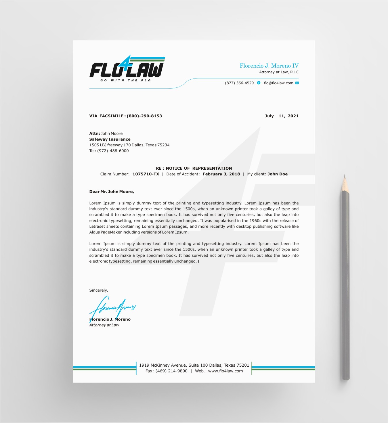 Letterhead Design by INDIAN_Ashok for Florencio J Moreno IV | Design #27048870