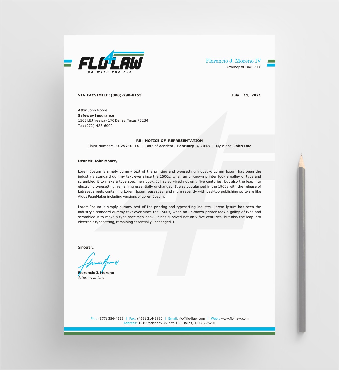 Letterhead Design by INDIAN_Ashok for Florencio J Moreno IV | Design #27048871