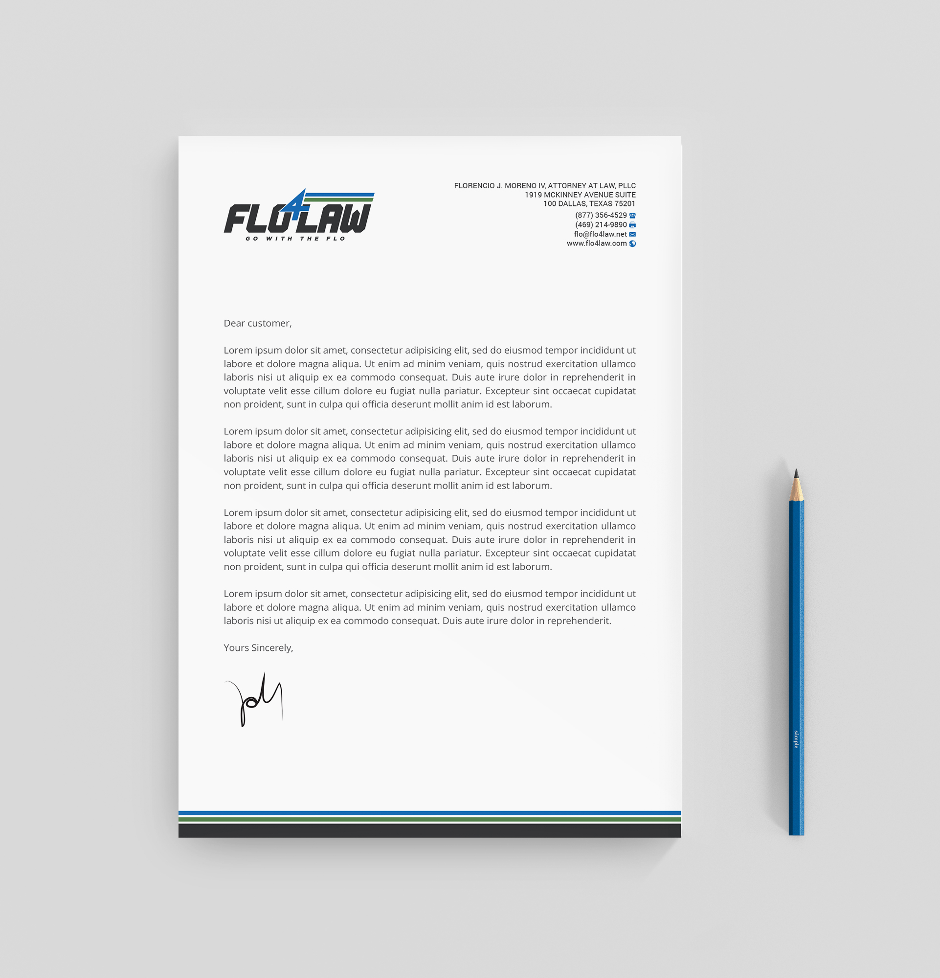 Letterhead Design by R.design for Florencio J Moreno IV | Design #27046128