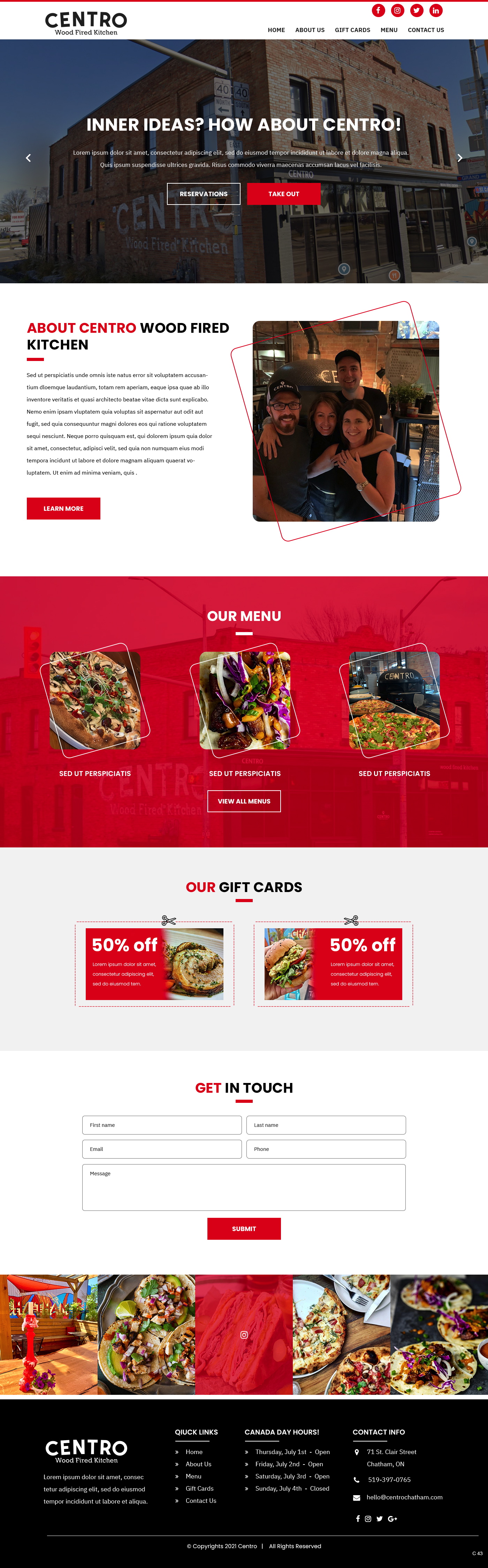 Diseño Web por pb para Centro Wood Fired Kitchen | Diseño #27050634