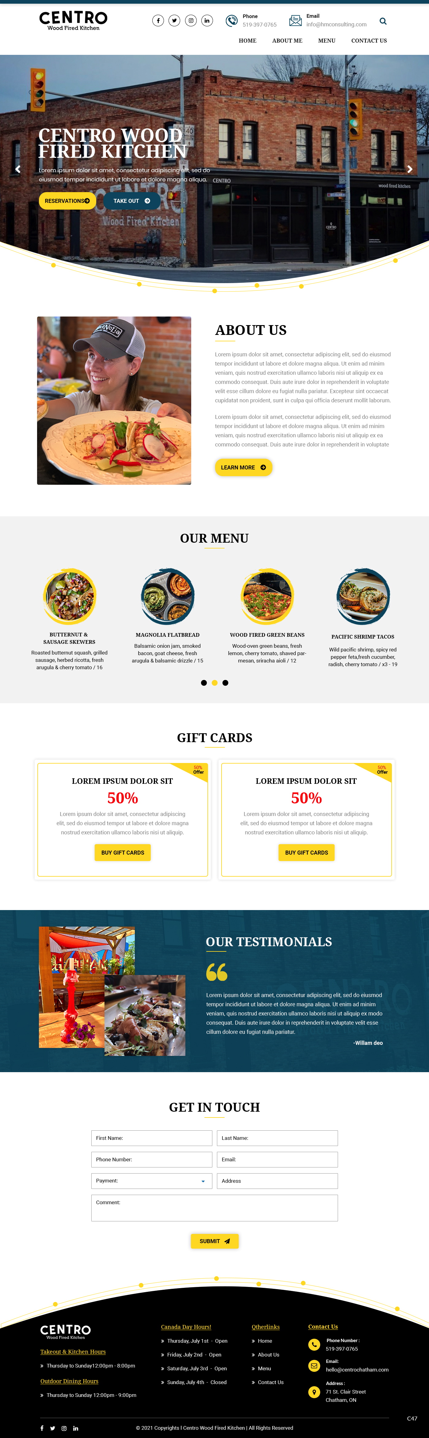 Diseño Web por pb para Centro Wood Fired Kitchen | Diseño #27056134