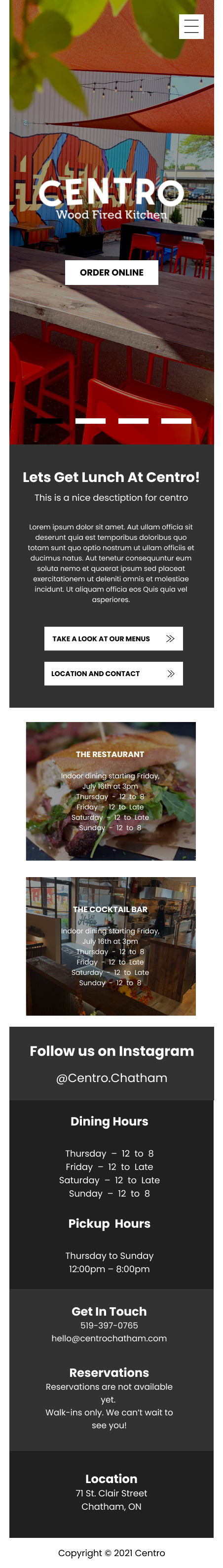 Web Design by Houssem B. for Centro Wood Fired Kitchen | Design #27079078