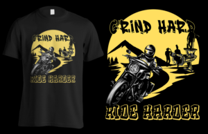Meat grinder turns people into motorcyclists | T-shirt Design by mckirbz