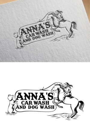 "Anna's Car Wash" OR "Anna's Car Wash and Dog Wash" (with "And Dog Wash" in smaller font) | Logo Design by blue eye