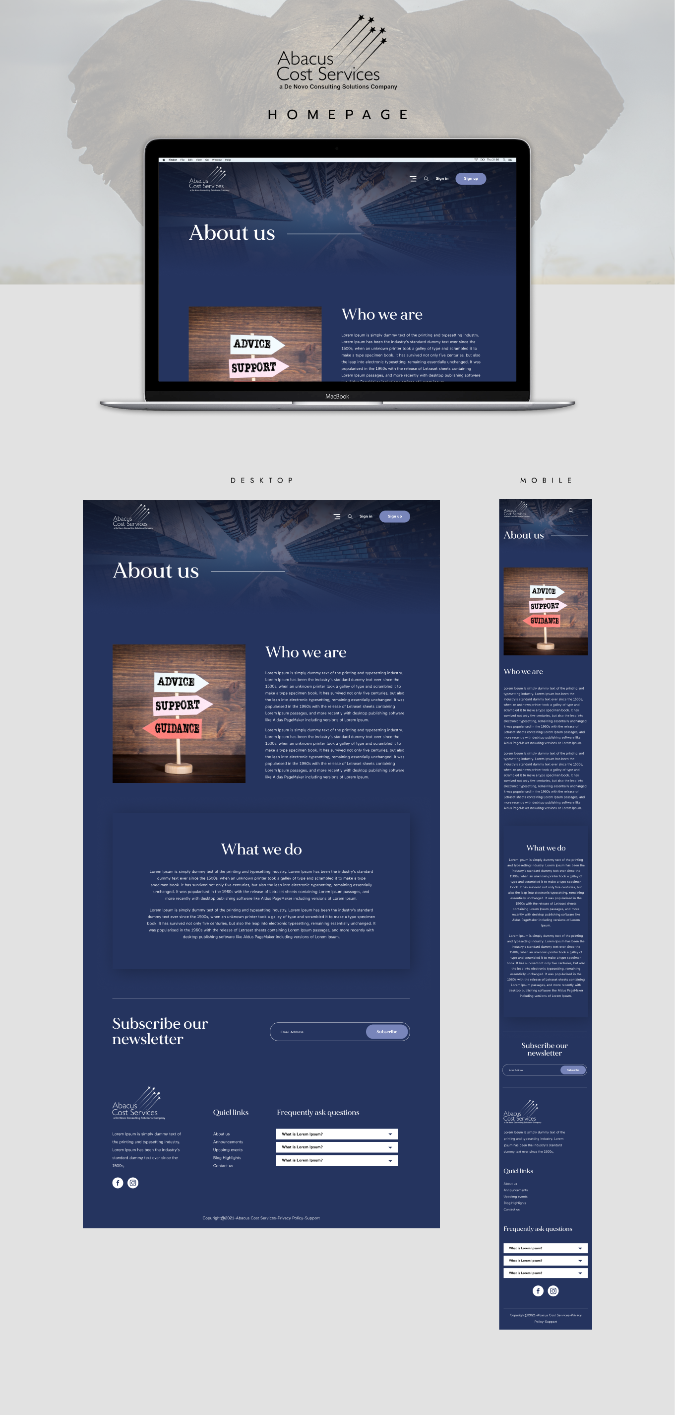 Web Design by Hazan Shaw for De Novo Consulting Solutions, LLC (DBA Abacus Cost Services) | Design #27115185