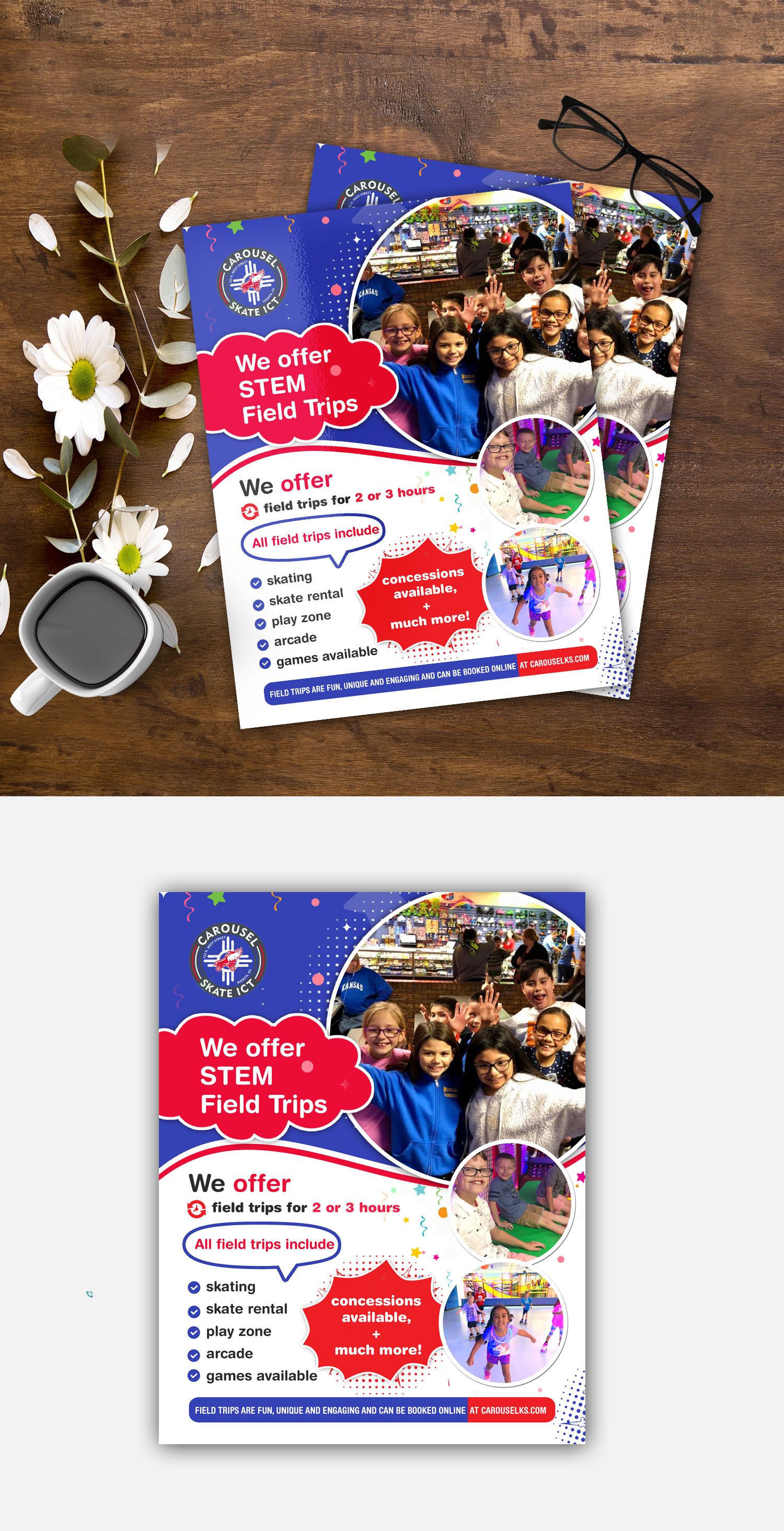 Flyer Design by debdesign for Carousel Skate Center | Design #27099022