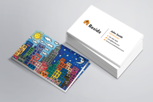 Residz Business Card Project showing the logo and a rizzi image on the rear | Design de Carte de Visite par Sandaruwan