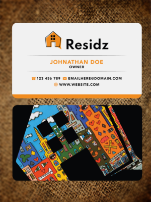 Residz Business Card Project showing the logo and a rizzi image on the rear | Visitenkarten-Design von JK18