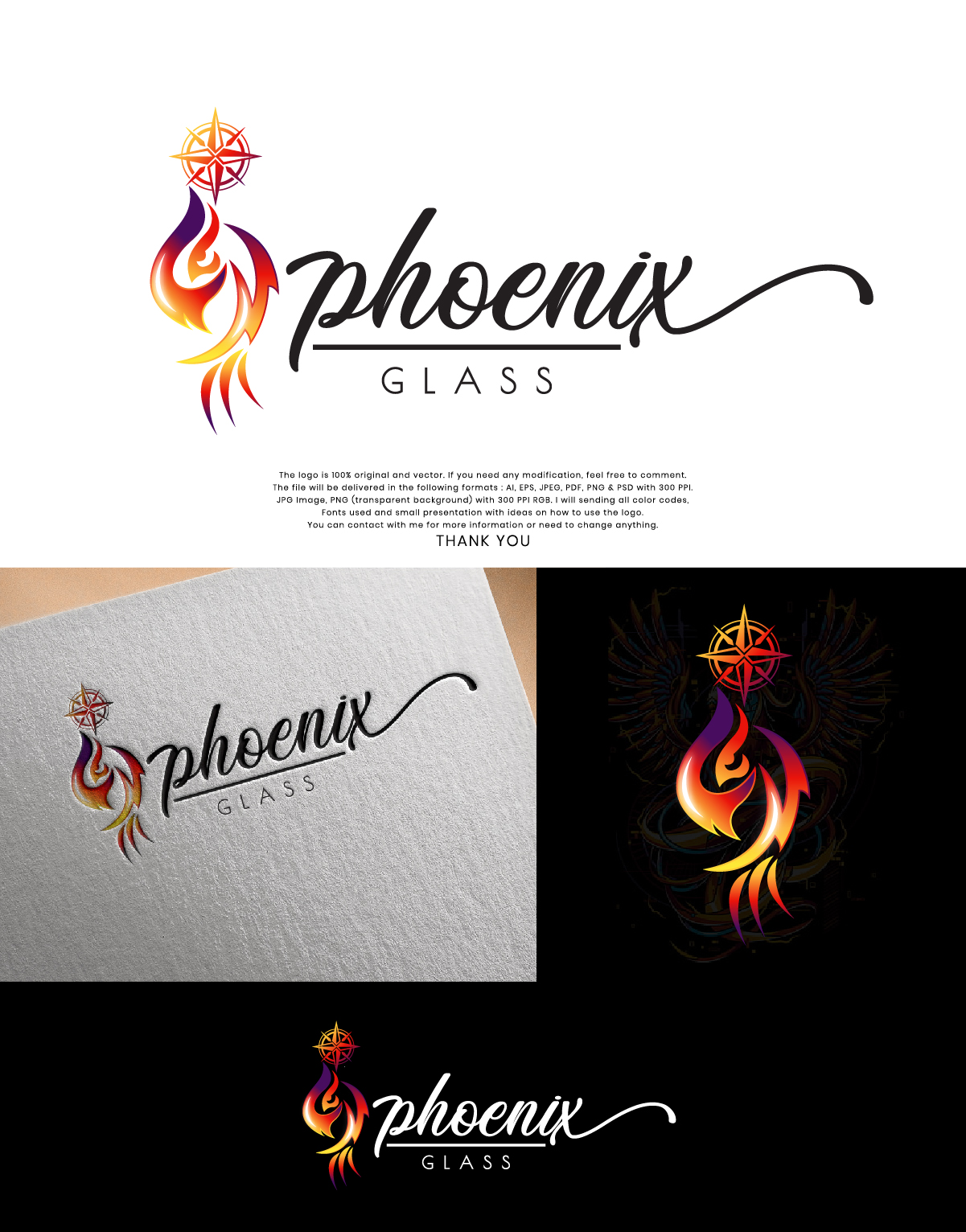 Logo-Design von The Silver Screen Studio für Phoenix Glass | Design #27109864