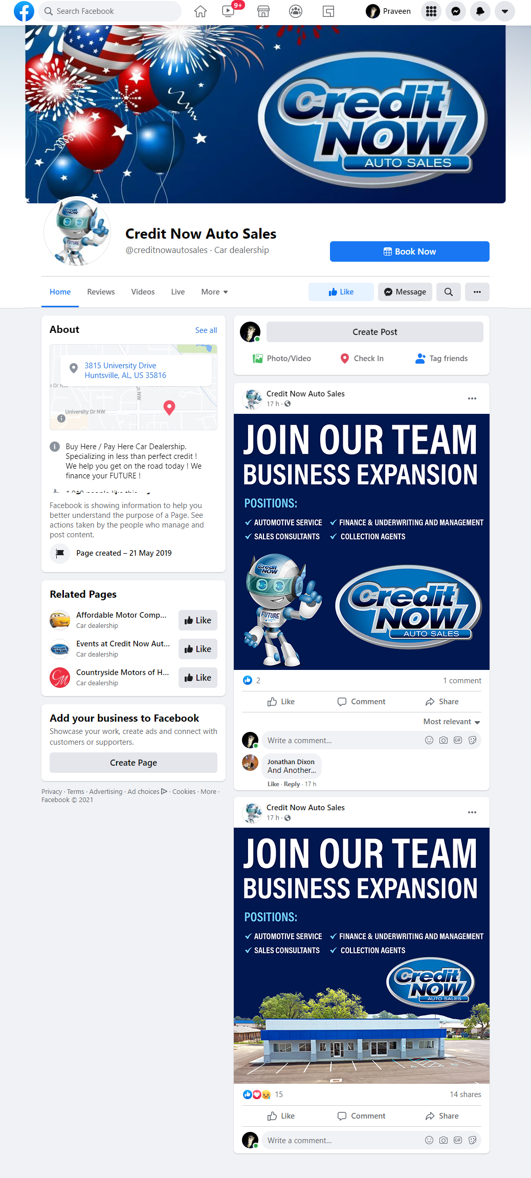 Diseño de Facebook por Mali Praveen para Credit Now Auto Sales  | Diseño #27111912
