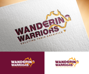 First line is ‘Wandering Warriors’ and the second line is ‘Saluting their sacrifice’. May choose to omit the tag line all together. | Diseño de Logo por step forward 2