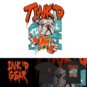 INK'D-GEAR LLC needs an American Tradition or Graffiti style T-Shirt of our English Bulldog! | T-shirt Design by duatitik.std