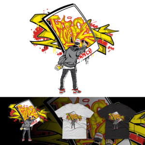 Street Wear shirt design - graffiti font with Person character, character already designed | Diseño de Camiseta por duatitik.std