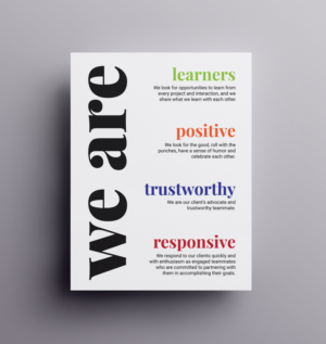 Graphic to show our studio's values  | Diseño Gráfico por JK18