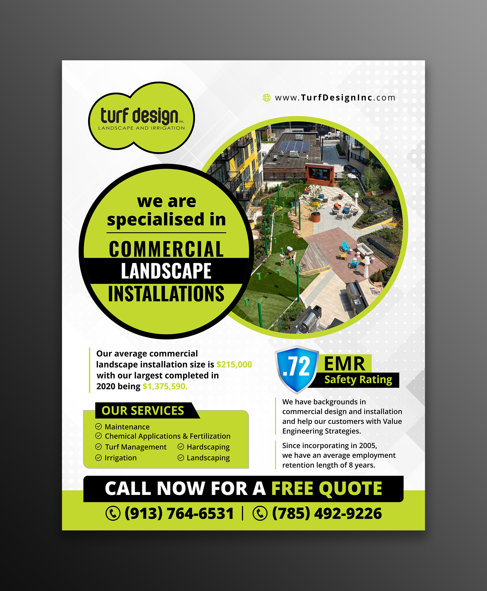 Diseño de Flyer por ecorokerz para Turf Design Inc | Diseño #27135317
