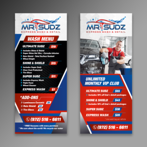 Mr Sudz Car Wash Menu Brochure | Print Design by ecorokerz