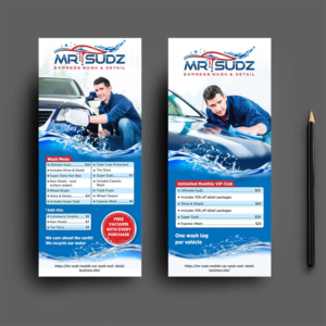 Mr Sudz Car Wash Menu Brochure | Print Design by GraphicsGuru