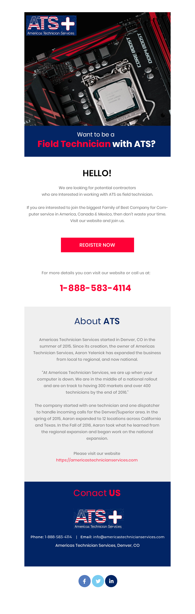Email Marketing Design by Expert Designer for Americas Technician Services (ATS) | Design #27174505