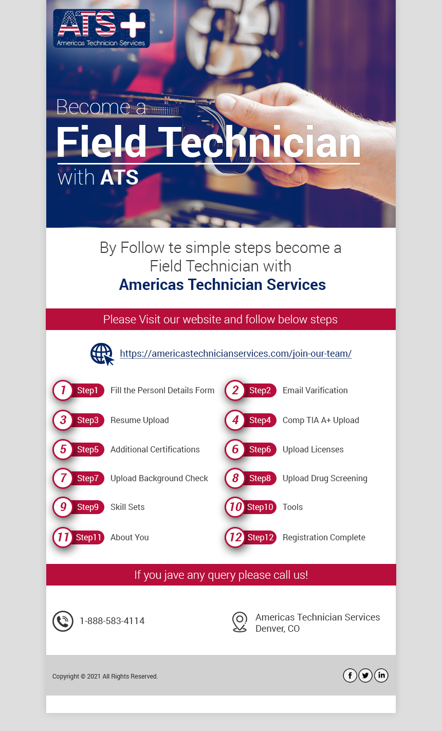 E-Mail Marketing-Design von Abhinav Katiyar für Americas Technician Services (ATS) | Design #27167376