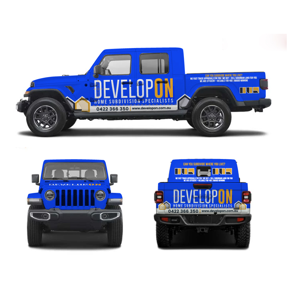Car Wrap-Design von Yoga Tri für Developon - home subdivision specialists | Design #27190923