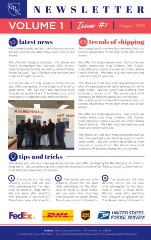 Pack and Ship Newsletter designs