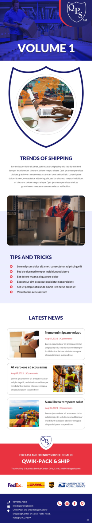 Newsletter Design by pb for Qwik Pack & Ship | Design: #27175466