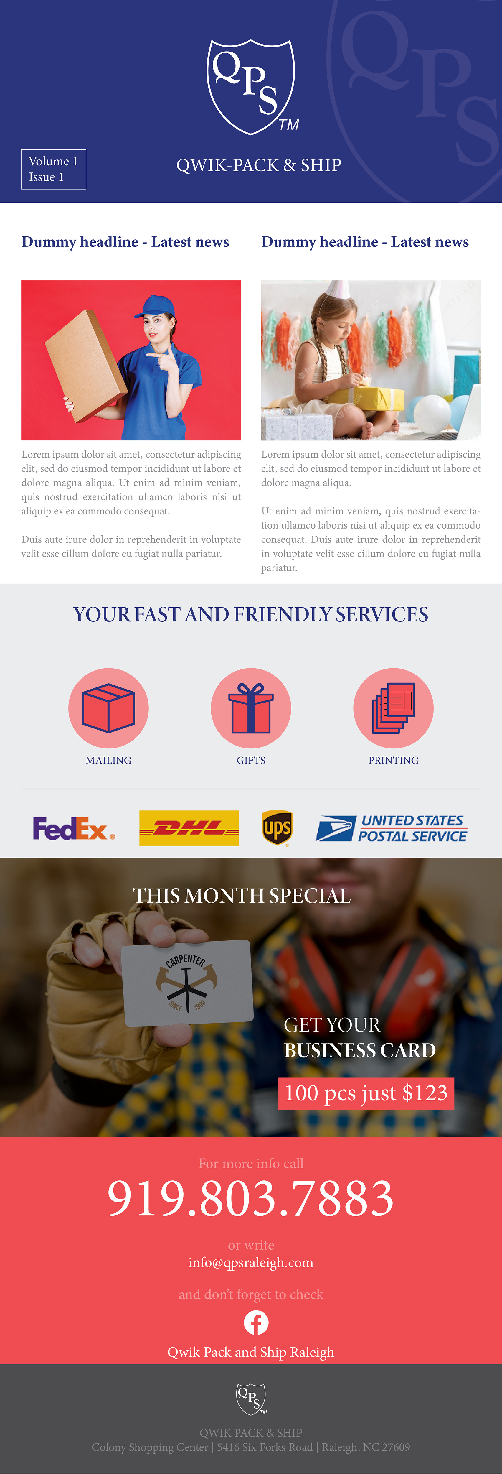 Newsletter Design by Weeva for Qwik Pack & Ship | Design #27183696
