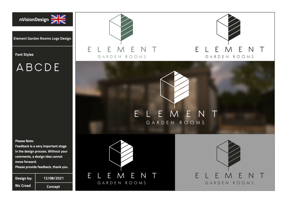 Logo Design by nvisiondesign.co.uk for Element Garden Rooms | Design #27197793