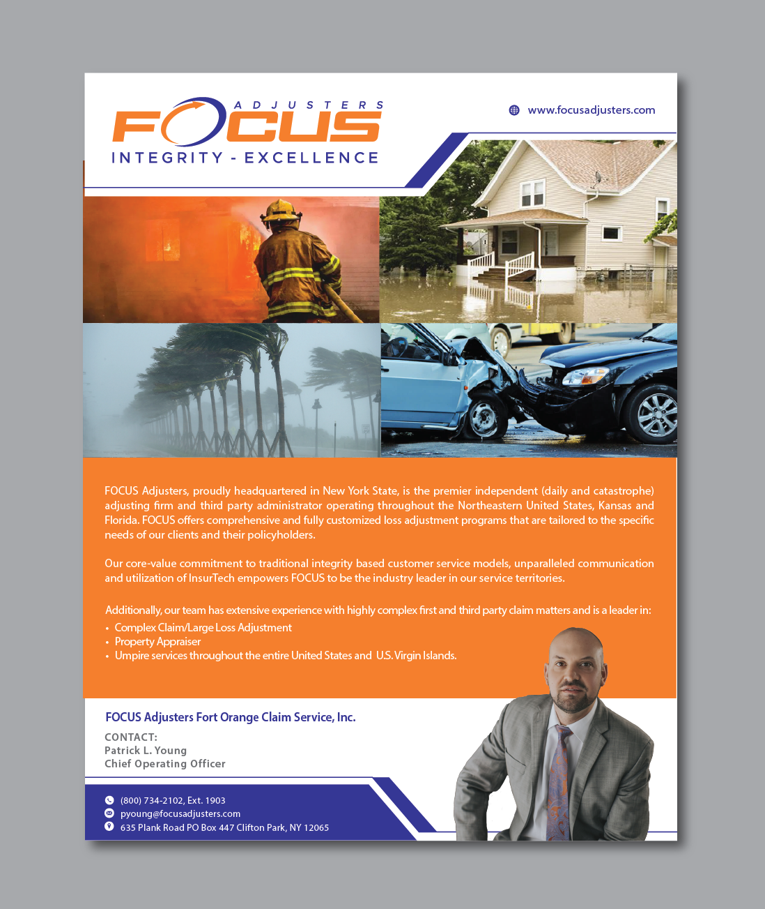 Design Publicitaire par alex989 pour Fort Orange Claim Service, Inc. | Design #27222236
