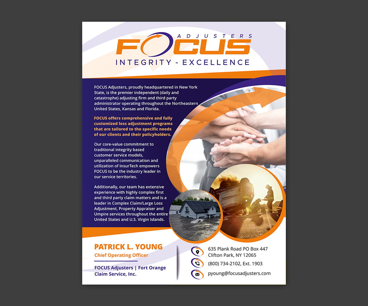 Design Publicitaire par ecorokerz pour Fort Orange Claim Service, Inc. | Design #27211103