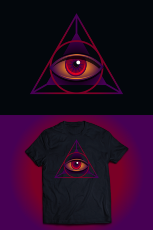 Hamsa Evil Eye and Pyramid T-shirt | Diseño de Camiseta por mithunpopey