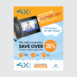 4X-Tech VoIP COMMERCIAL PHONE FLYER | Flyer-Design von adiazudin
