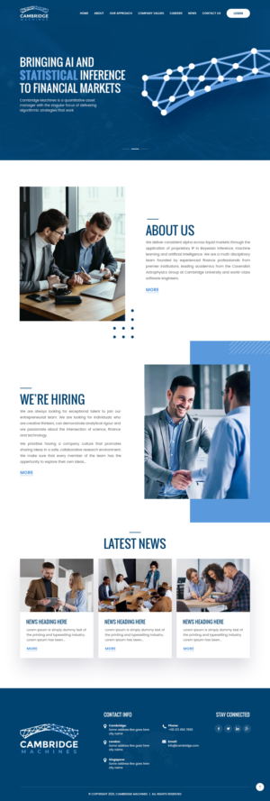 Website design for Cambridge based systematic hedge fund | Web Design by nzdesigners