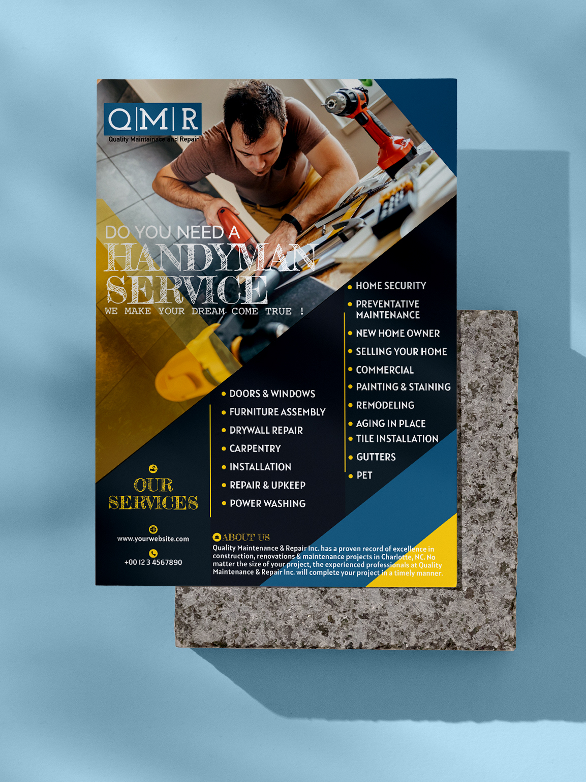 Diseño de Flyer por hema dhawan para Quality Maintenance and Repairs LLC dba. QMR LLC | Diseño #27263582