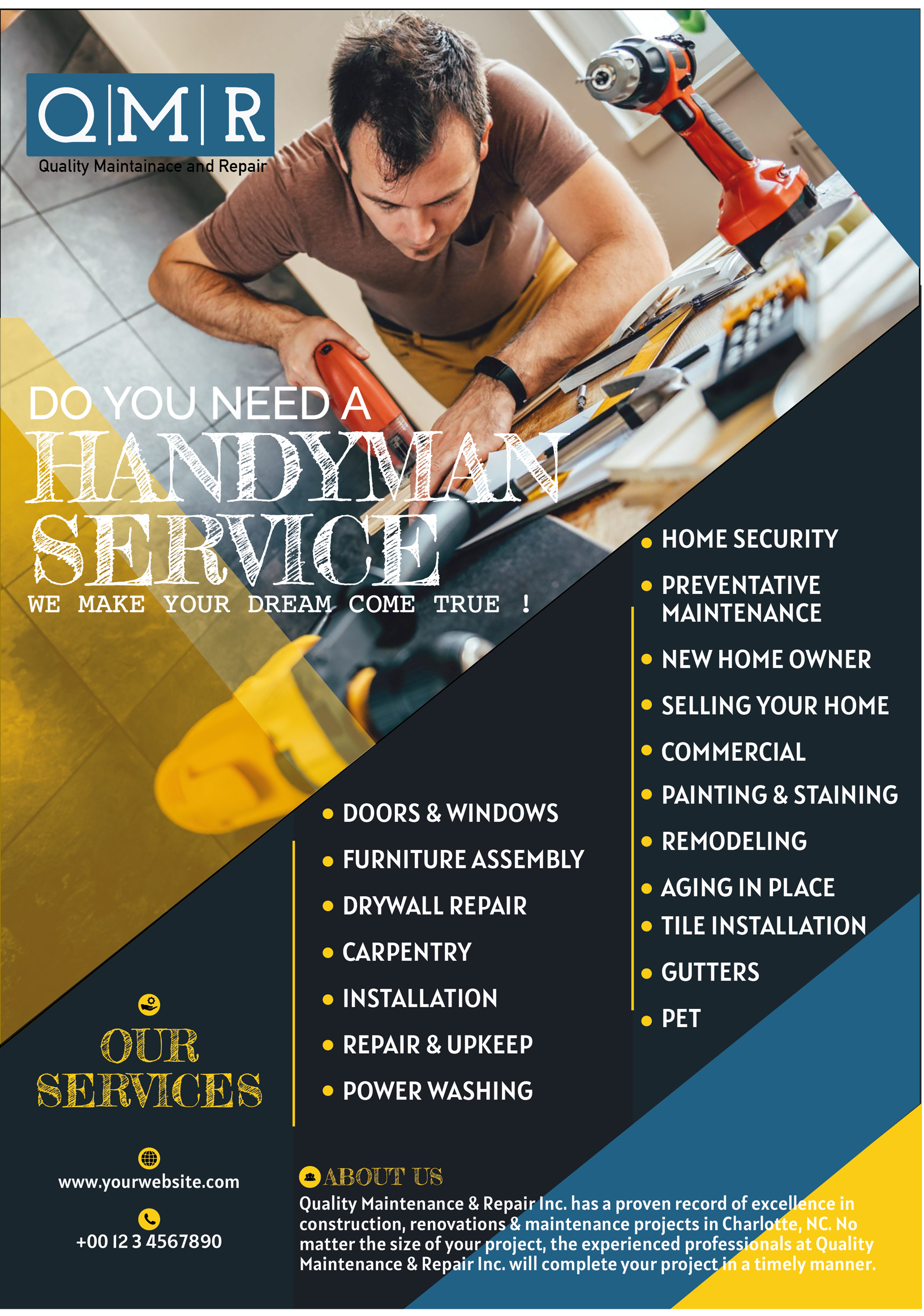Flyer Design by hema dhawan for Quality Maintenance and Repairs LLC dba. QMR LLC | Design #27263583