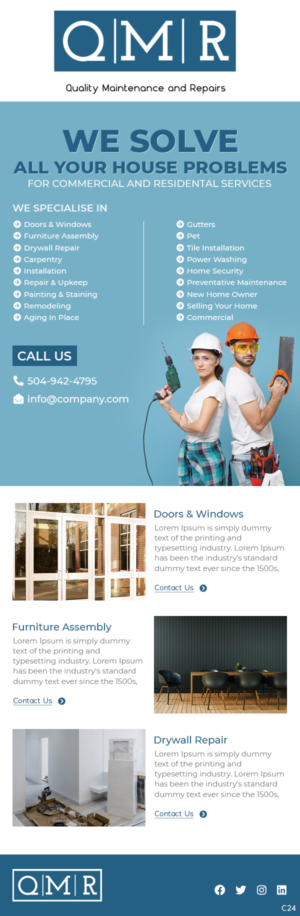 Flyer-Design von pb für Quality Maintenance and Repairs LLC dba. QMR LLC | Design #27281243