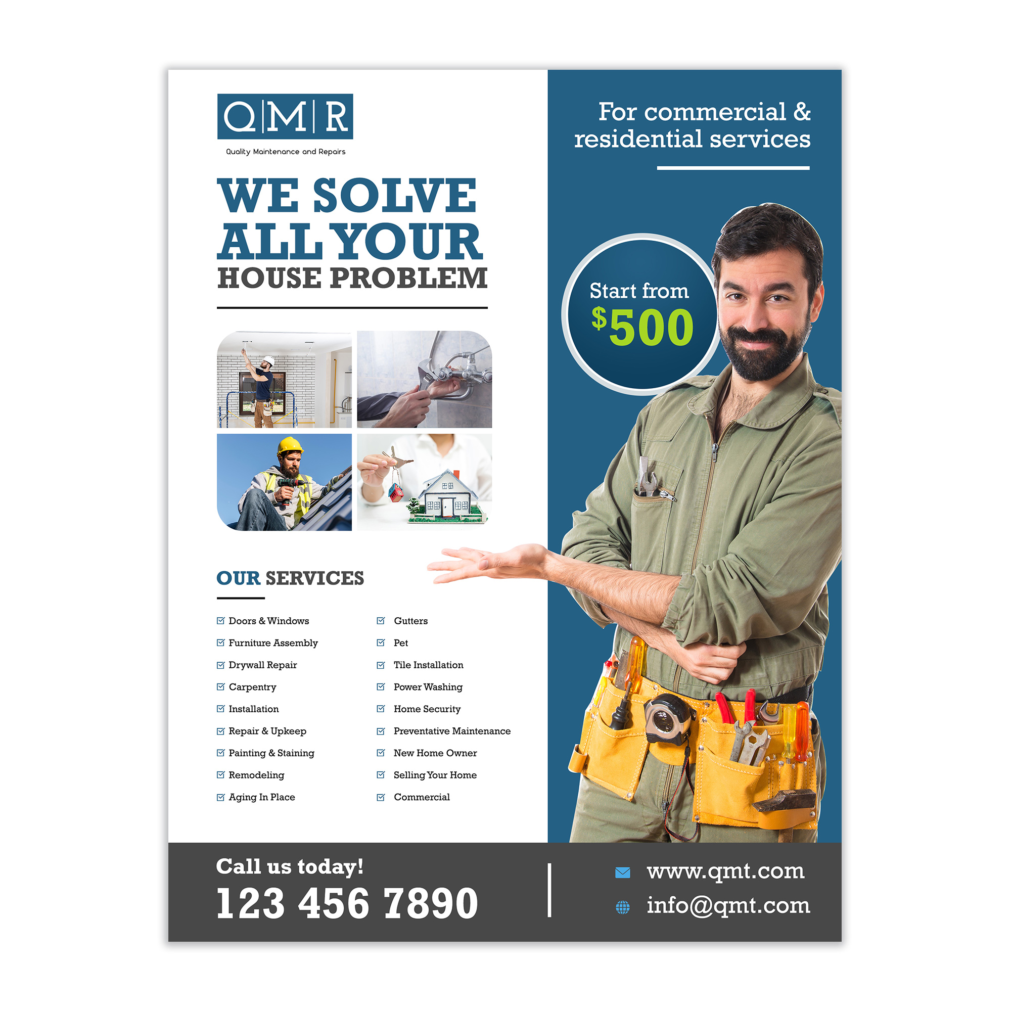 Diseño de Flyer por debdesign para Quality Maintenance and Repairs LLC dba. QMR LLC | Diseño #27268796