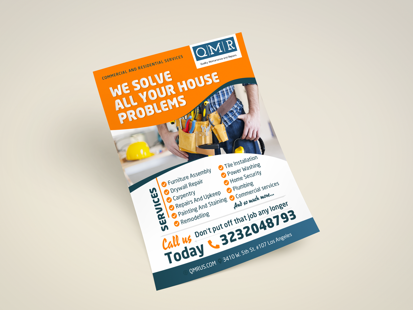 Diseño de Flyer por Benson M. para Quality Maintenance and Repairs LLC dba. QMR LLC | Diseño #27265932