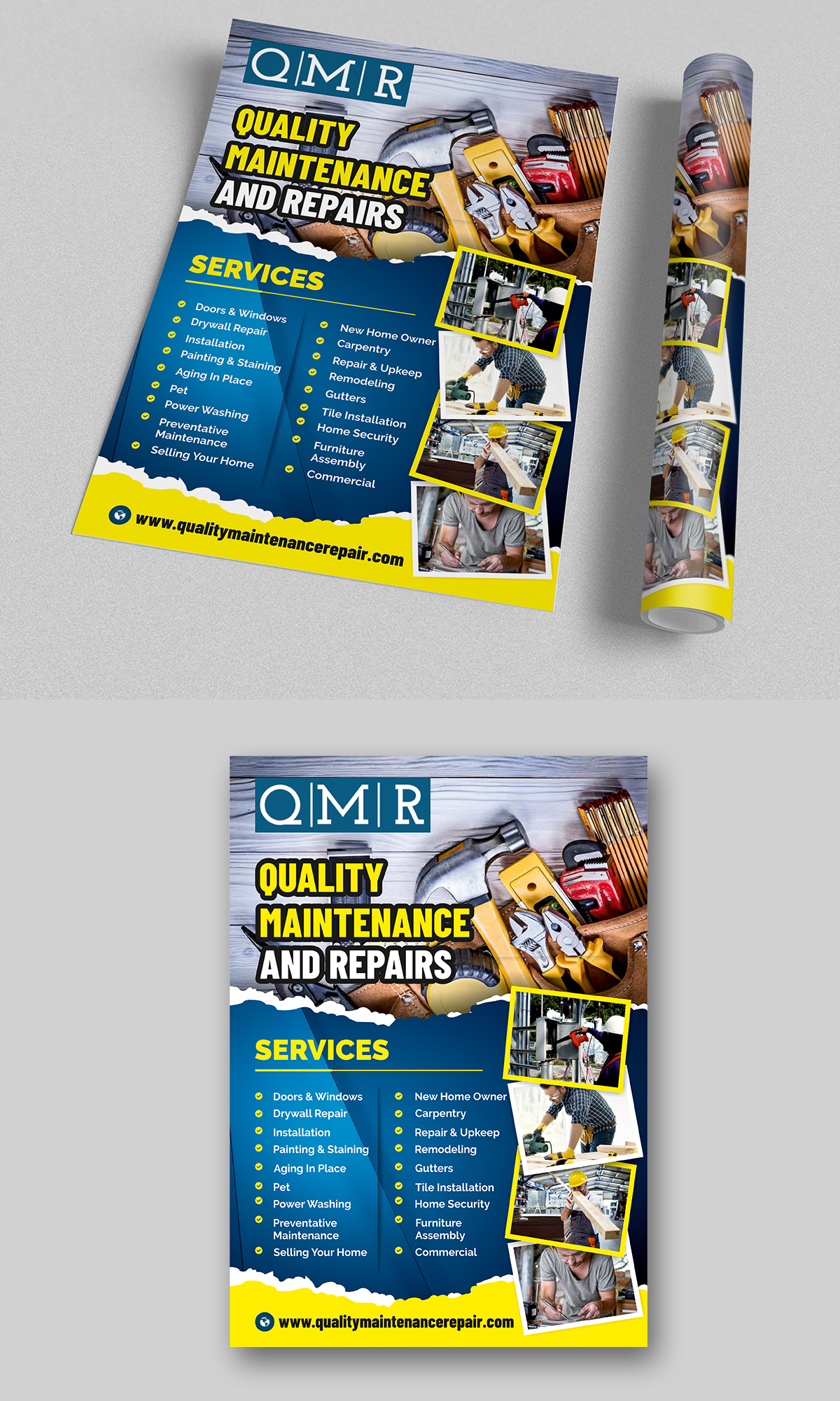 Diseño de Flyer por ecorokerz para Quality Maintenance and Repairs LLC dba. QMR LLC | Diseño #27255776
