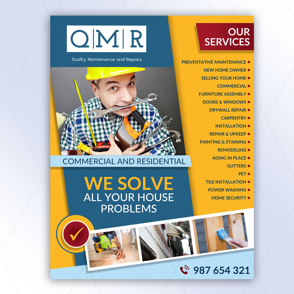 Flyer Design by DA. for Quality Maintenance and Repairs LLC dba. QMR LLC | Design #27254682