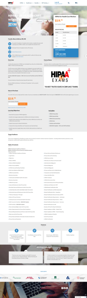 Web Design by pb for HIPAA Exams | Design: #27272815