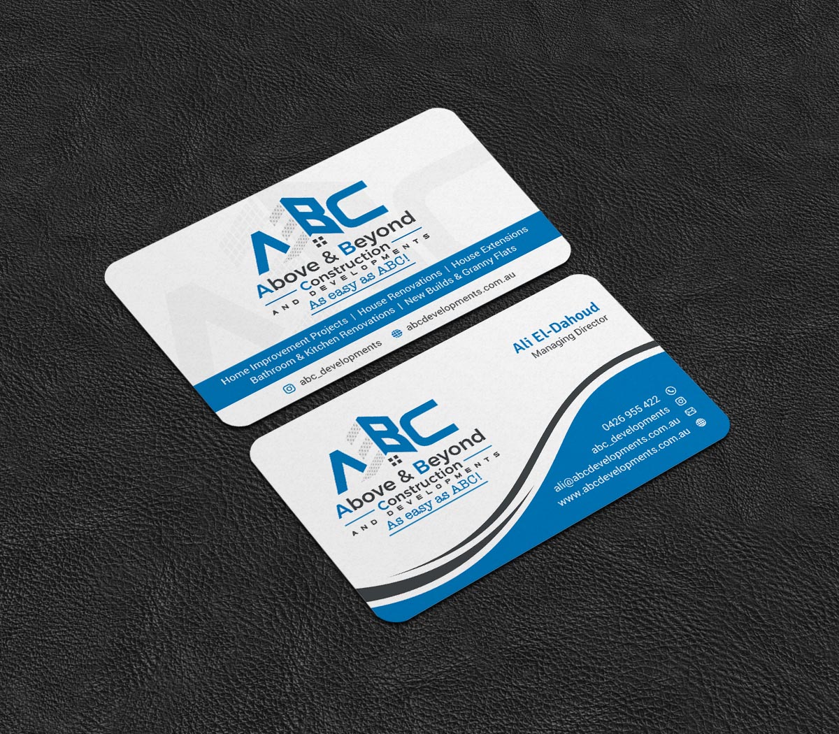 Visitenkarten-Design von INDIAN_Ashok für Above & Beyond Construction and Developments  | Design #27284305