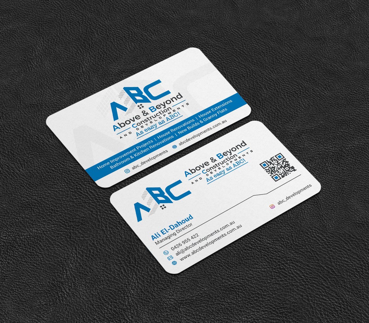 Business Card Design by INDIAN_Ashok for Above & Beyond Construction and Developments  | Design #27284306
