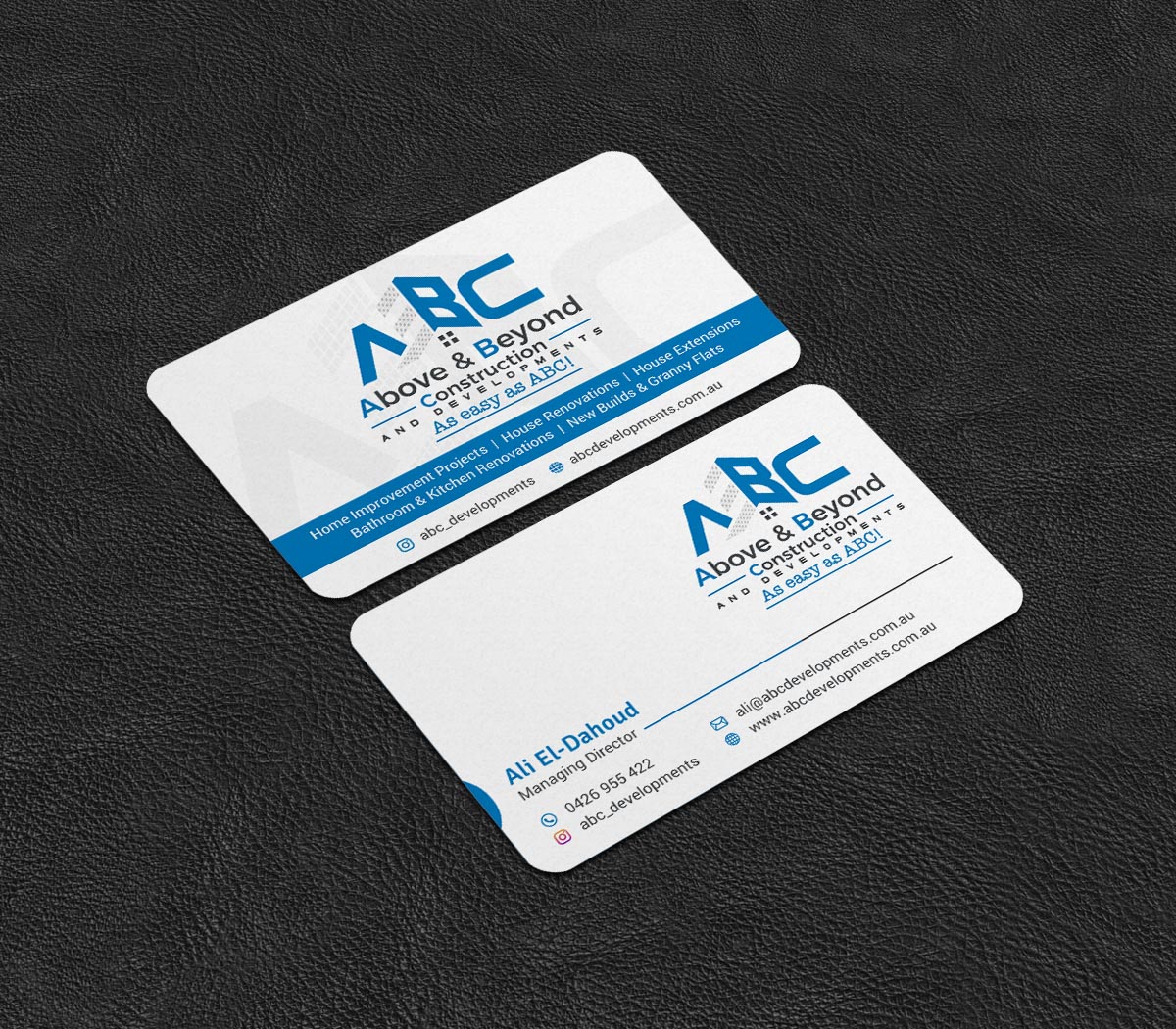 Visitenkarten-Design von INDIAN_Ashok für Above & Beyond Construction and Developments  | Design #27284309