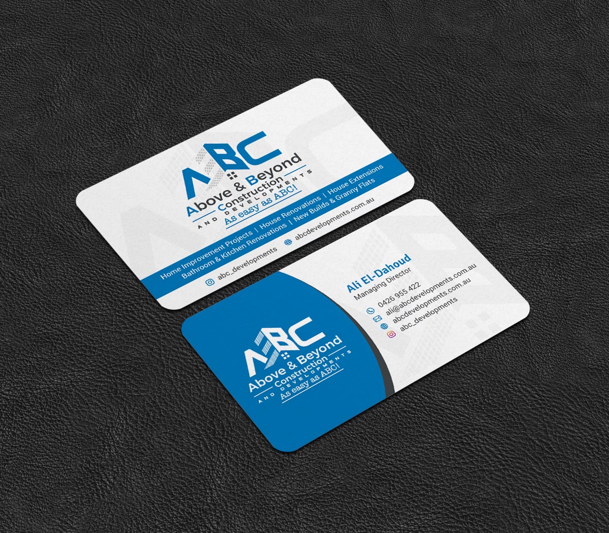 Business Card Design by INDIAN_Ashok for Above & Beyond Construction and Developments  | Design #27284312